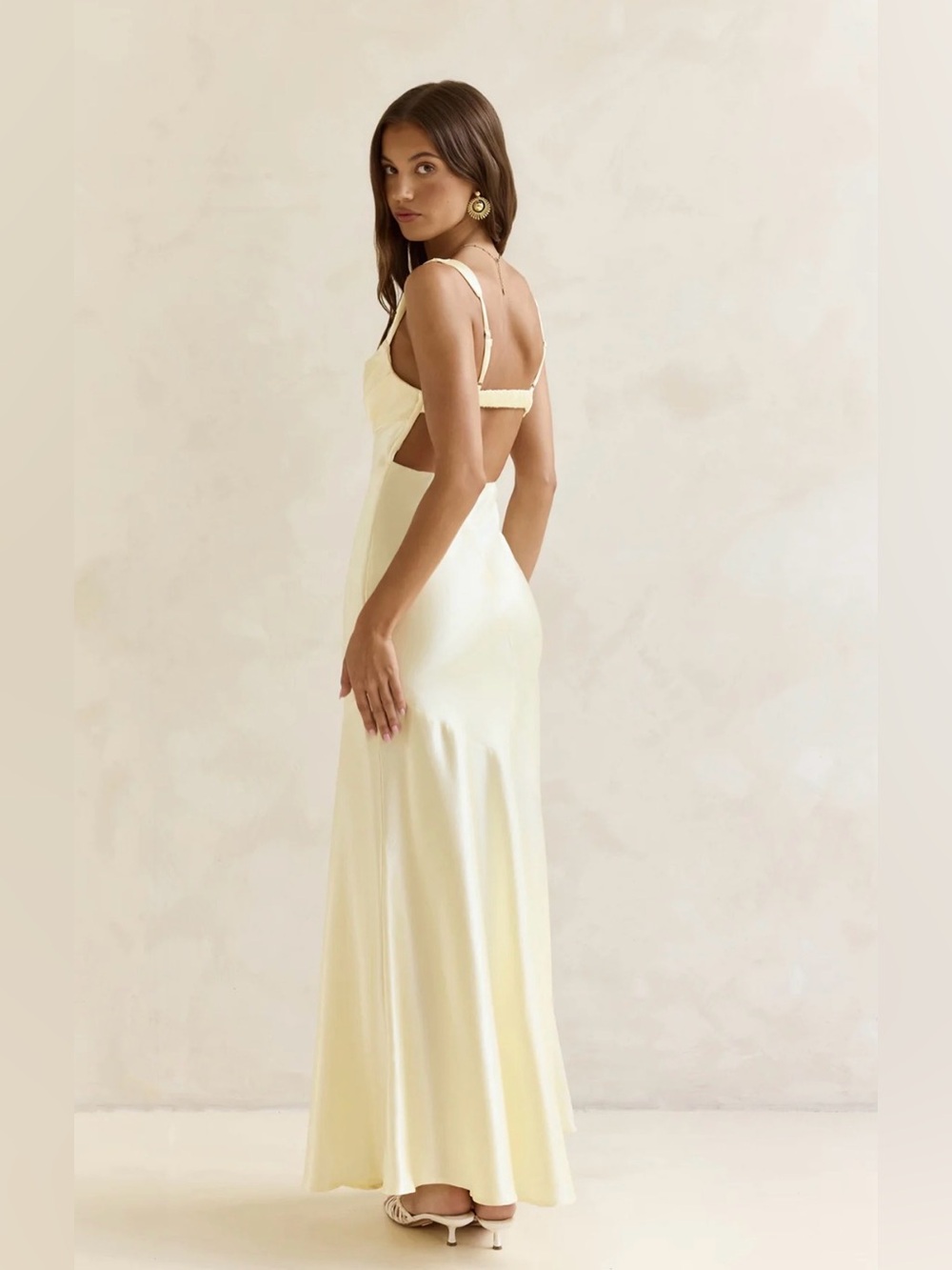 NWT! Wish From An Angel Satin Maxi Dress Yellow